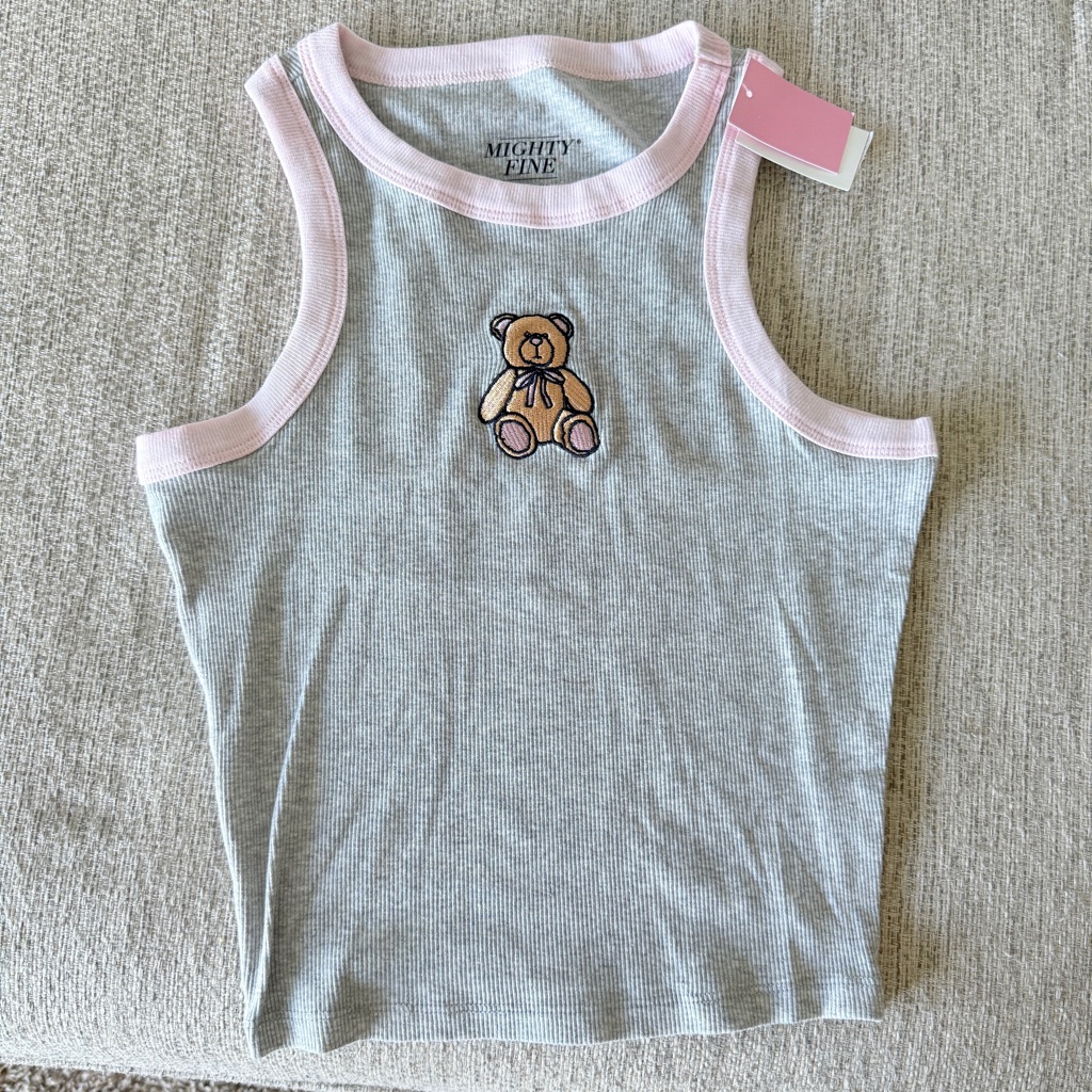 Mighty Fine Kids Tank Top With Teddy Bear Patch